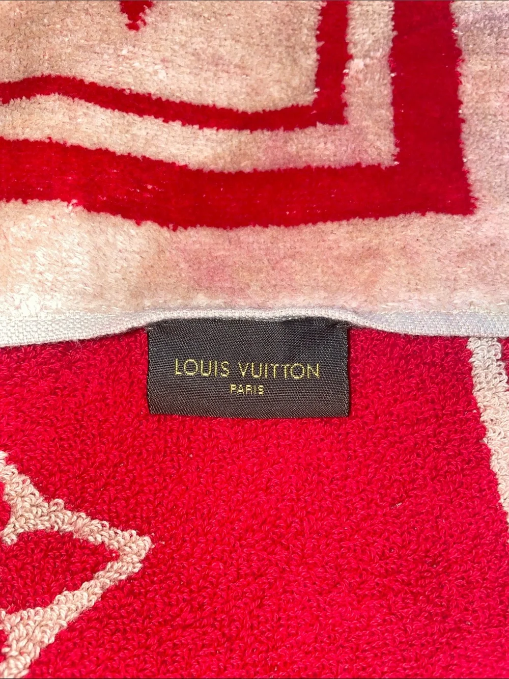 Louis Vuitton Pink and Red Logo Beach Towel - Reversible to Red with Pink Logo